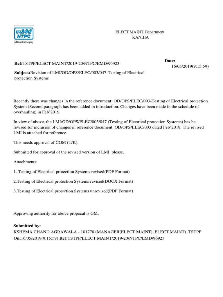 047Testing of Electrical Protection PDF PDF Electrical Substation