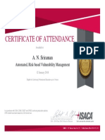 Certificate of Attendance for Vulnerability Management Training