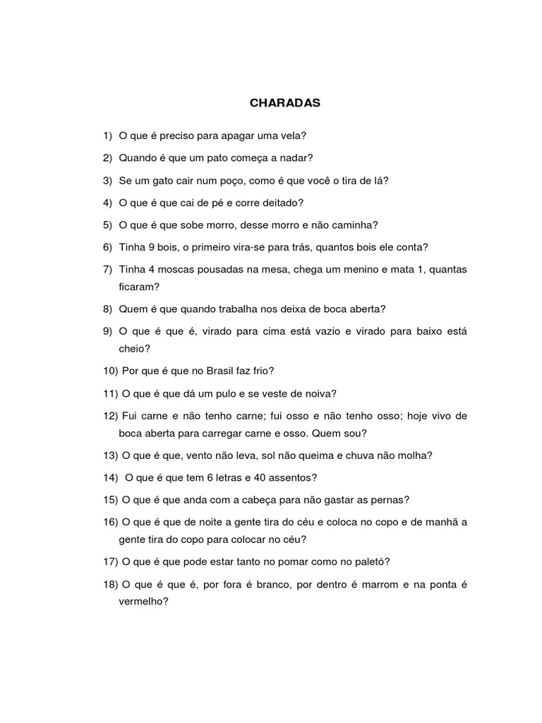Charadas | PDF | Gatos | Céu