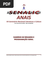 Caderno de resumos do VII SENALIC 2016 