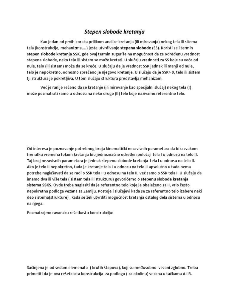 Stepen Slobode Kretanja | PDF