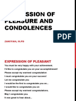 Expression of Pleasants and Condolences