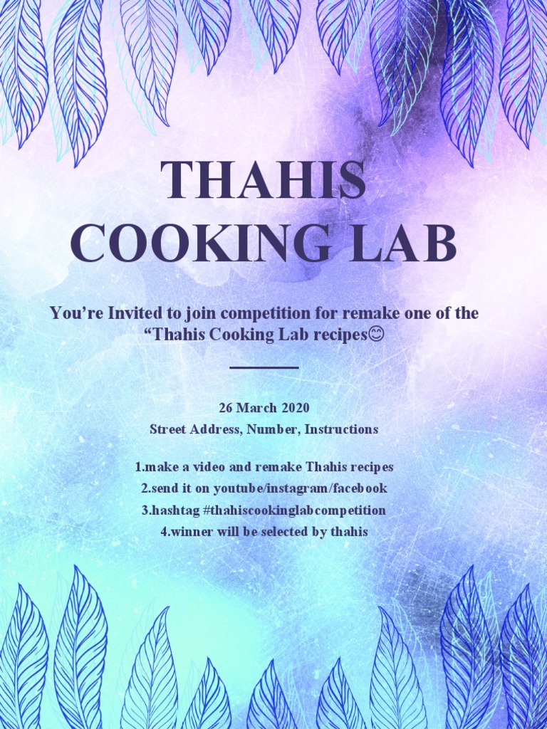 Thahis Cooking Lab You're Invited To Join Competition For Remake One of The "Thahis Cooking Lab