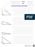 Name: Teacher: Date: Score:: Find The Length of The Third Side of Each Triangle