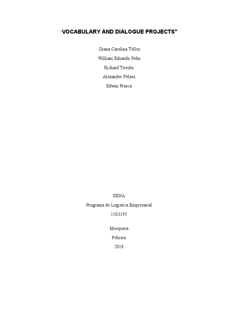 Vocabulary and Dialogue Projects | PDF | Science | Ciencia y Tecnología
