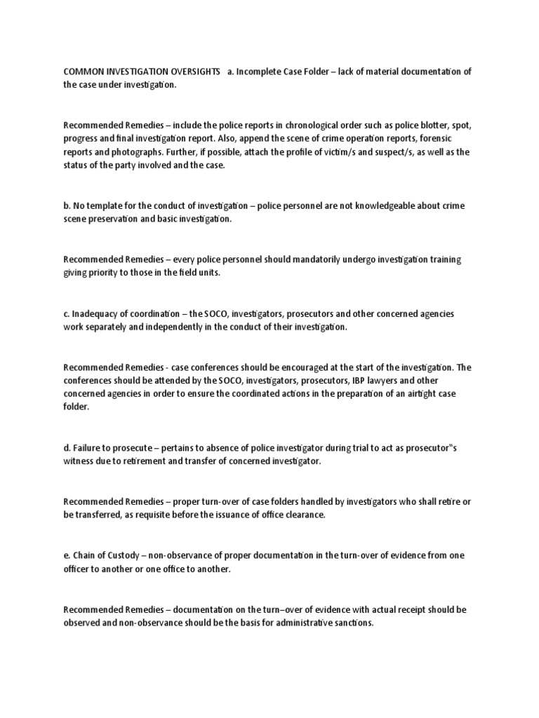 Common Oversights in Investigations | PDF