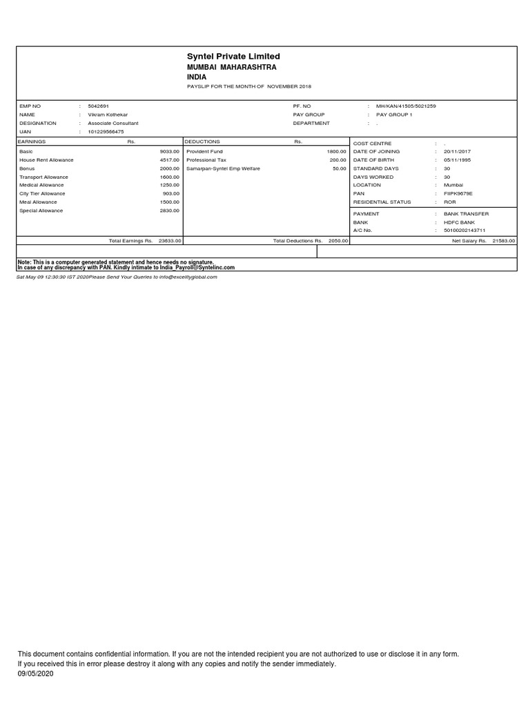 Syntel Private Limited Mumbai Maharashtra India PDF Public Finance