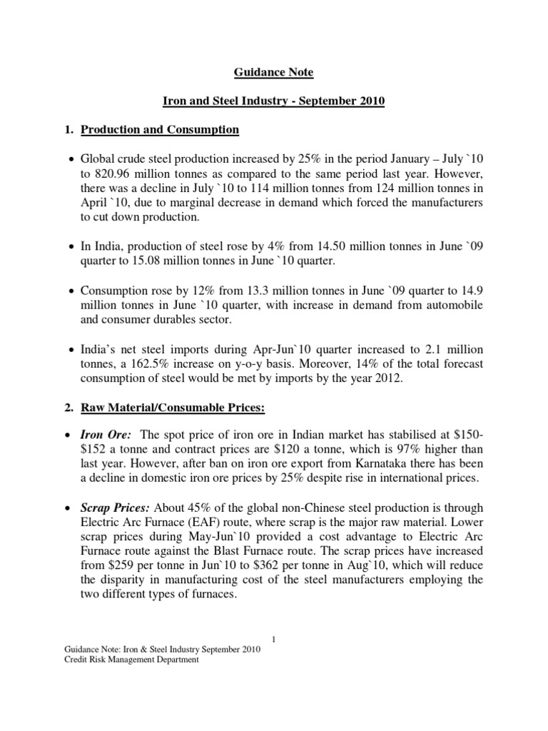 Iron & Steel Industry Insights 2010 | PDF | Iron Ore | Scrap