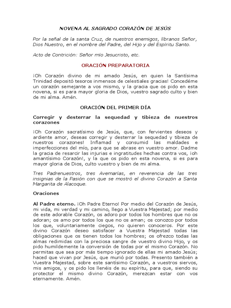 Novena Al Sagrado Corazón de Jesús | PDF | orador del Señor | Oración