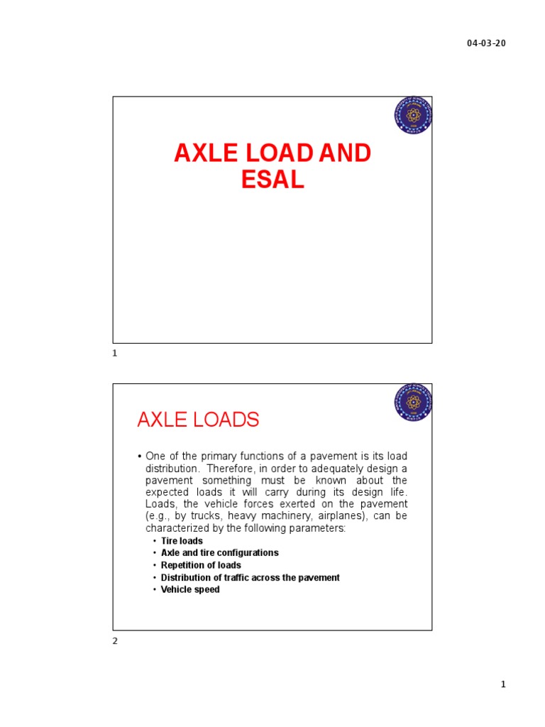 Axle Load and Esal PDF Road Surface Axle