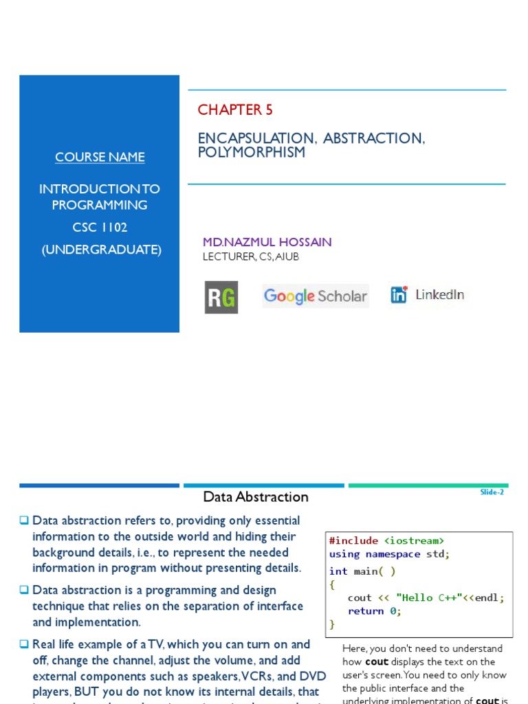 5 - Encapsulation, Abstraction, Polymorphism | PDF | Class (Computer ...