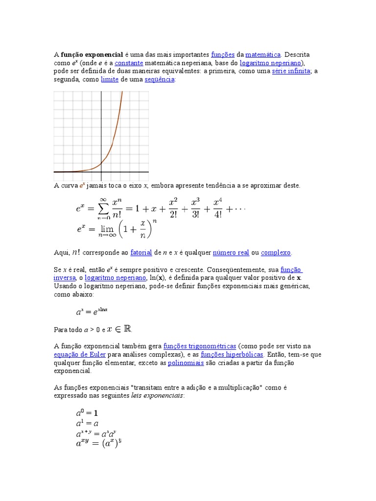 Função Exponencial: Definições e Propriedades | PDF | Exponenciação |  Lógica matemática, image size:768x1024