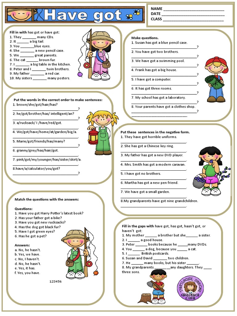 Have Got Has Got Exercises Pdf Klasa 4