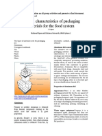 General Characteristics of Packaging Materials For The Food System