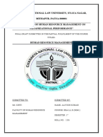 Chanakya National Law University, Nyaya Nagar, MITHAPUR, PATNA-800001 "The Impact of Human Resource Management On Organizational Performance"