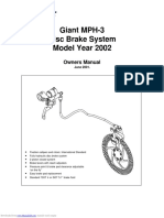 Giant MPH-3 Disc Brake System Model Year 2002: Owners Manual