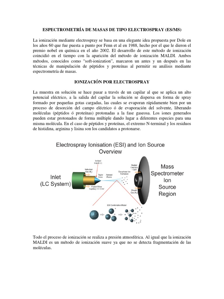 Espectrometría de Masas por Electrospray | PDF | Espectrometría de ...