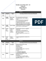 Weekly Lesson Plan 2019 - 20 Grade: LX Subject:Physics Term:1st