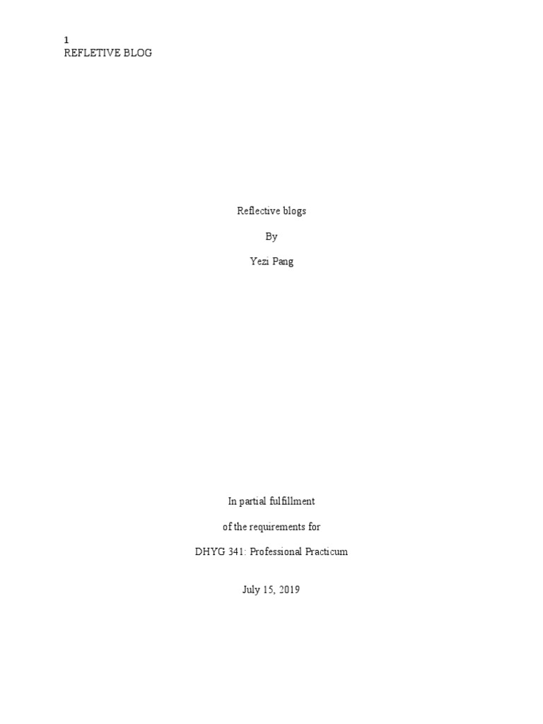 Reflective Blogs PDF Dental Hygienist Dentistry