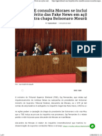 TSE consulta Moraes se inclui inquérito das Fake News em ações contra chapa Bolsonaro Mourão