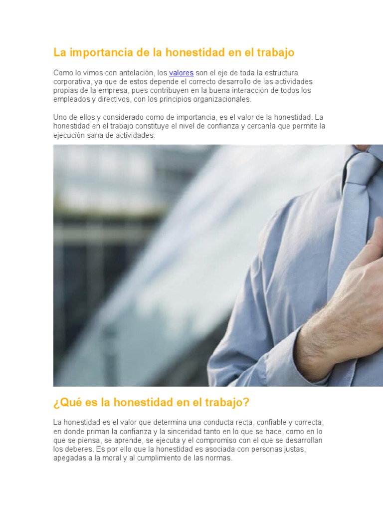 La Importancia De La Honestidad Habla De La Honestidad En El Tema De