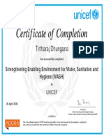 Strengthening Enabling Environment For WASH - Certificate - Strengthening Enabling Environment For Water, Sanitation and Hygiene