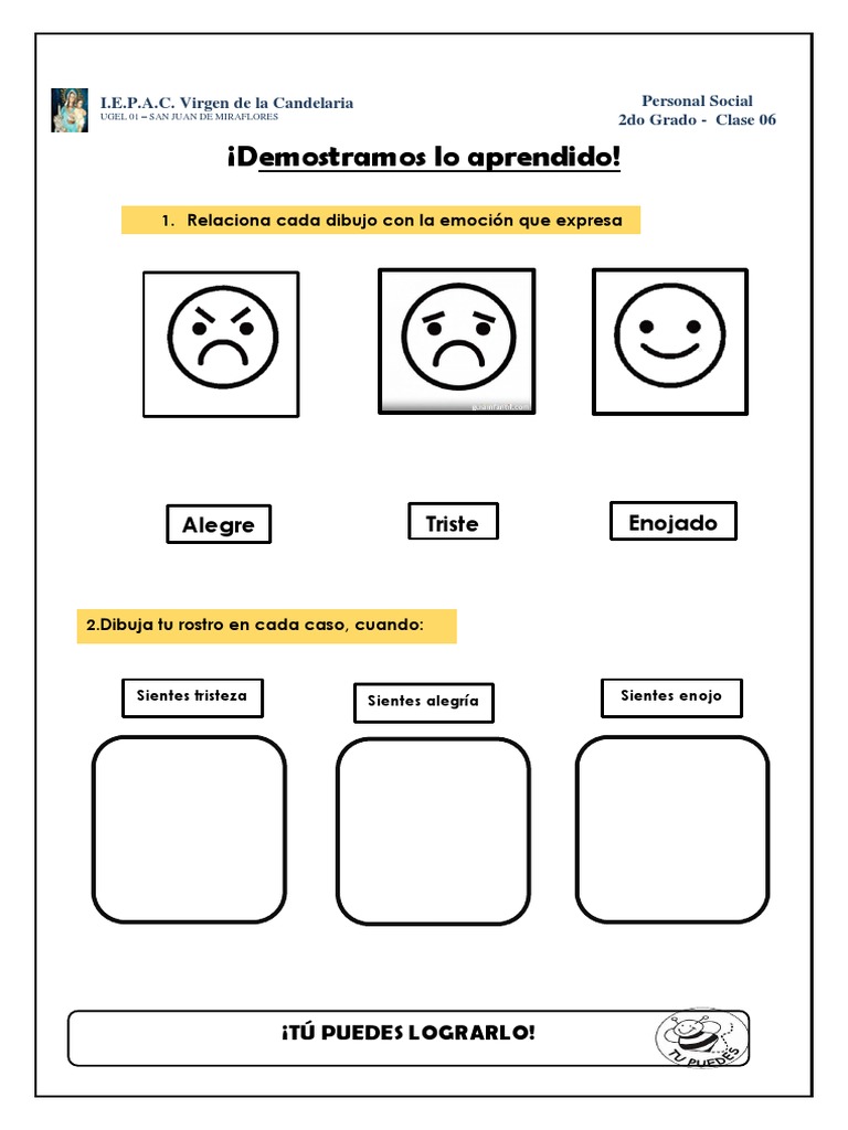 Ficha de emociones para segundo grado | PDF