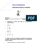 Proporcionalidad Directa e Inversa