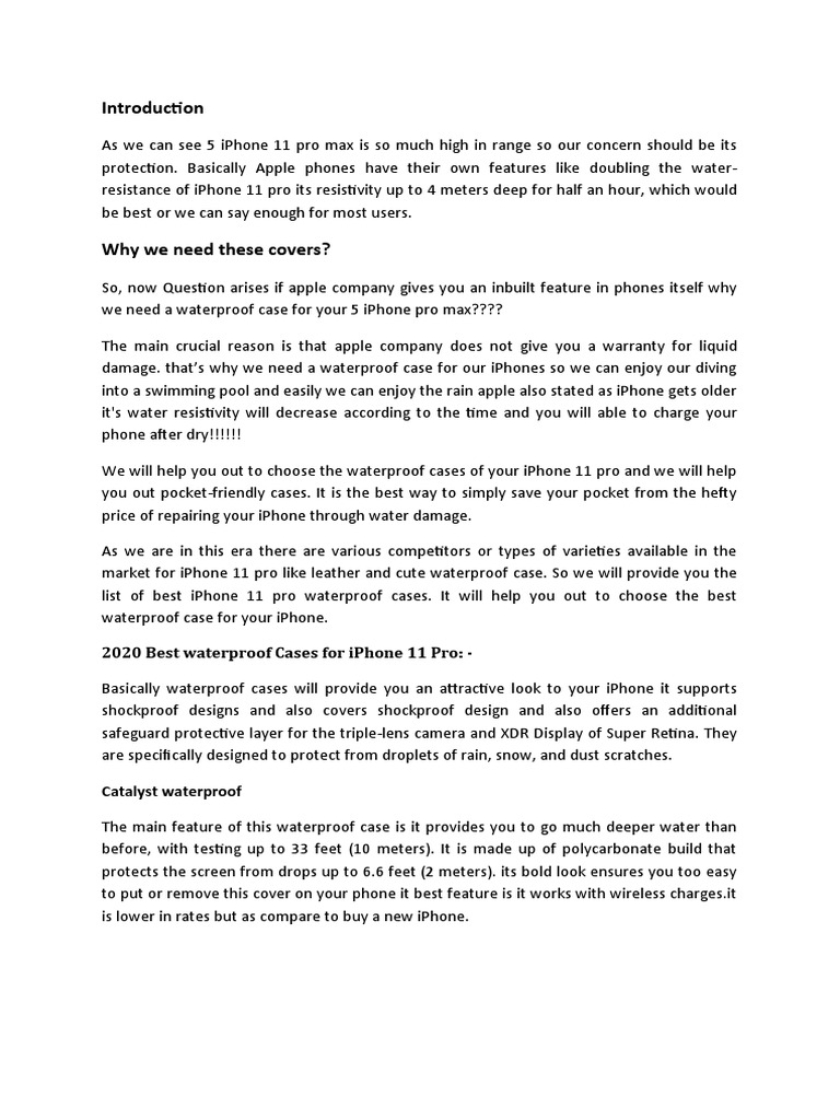 2020 Best Waterproof Cases For Iphone 11 Pro PDF I Phone Apple Inc.