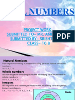 Real Numbers: Project Work-Submitted To - Mr. Amit Pandey Submitted by - Srishti Dubey Class - 10 B