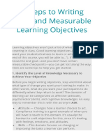 Steps in Writing Clear and Measurable Objectives