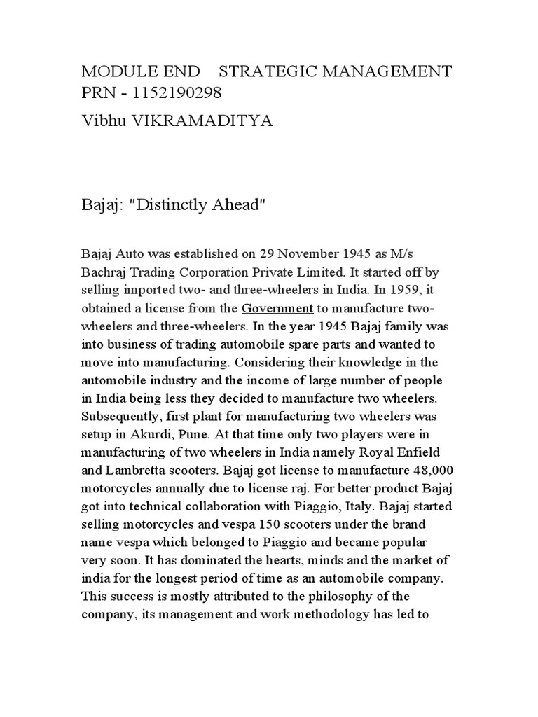 Bajaj Auto S Distinctly Ahead Pdf Economies Business