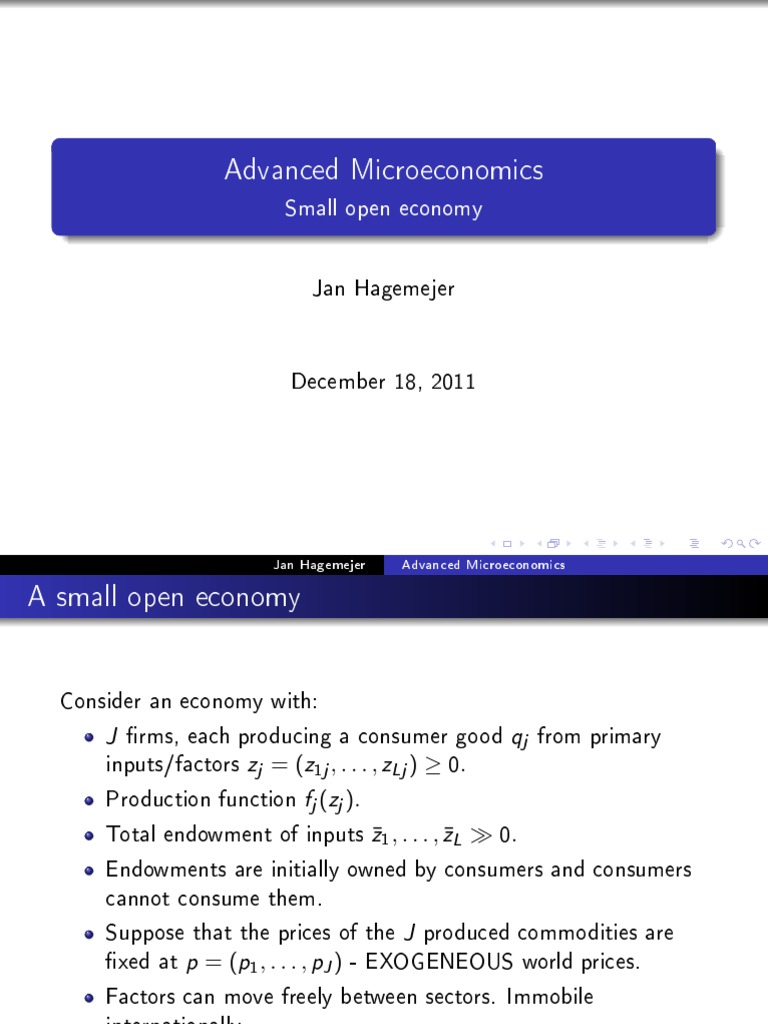 Advanced Microeconomics: Small Open Economy | PDF | Economic ...
