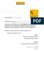 Implementacion de Sistema Last Planner System Con Aplicacion de Bim en La Ejecucion de Proyecto Multifamiliar