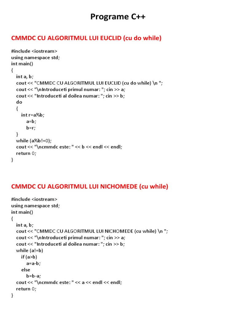 Programe Rezolvate in C++ Part2 | PDF