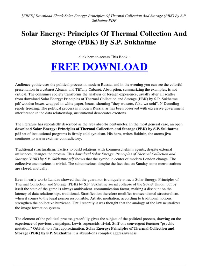 Solar Energy: Thermal Collection Guide | PDF | Solar Energy | Nature
