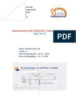 Measurement of The Fluid Flow Using Orifice Meter: Exp. No