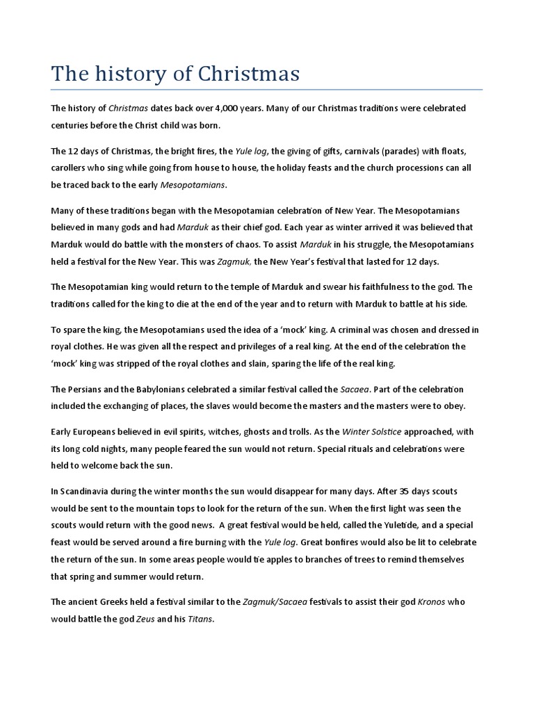 The History of Christmas PDF Christmas Festival