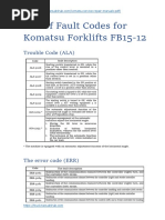 List of Fault Codes For Komatsu Forklifts FB15 12 PDF