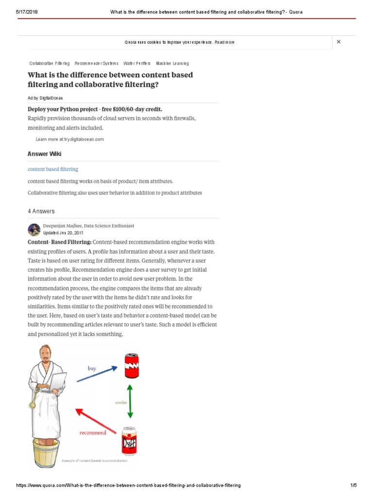 Content vs Collaborative Filtering Explained | PDF | Information ...