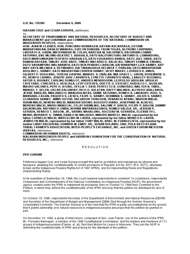 Constitutionality of Indigenous Peoples Rights Act | PDF | Government ...