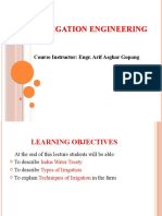 Irrigation Engineering: Course Instructor: Engr. Arif Asghar Gopang