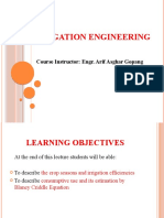 Irrigation Engineering: Course Instructor: Engr. Arif Asghar Gopang
