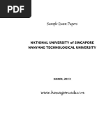 Sample Exam Papers: National University of Singapore Nanyang Technological University