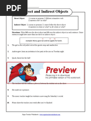 Direct Object Worksheets Pdf