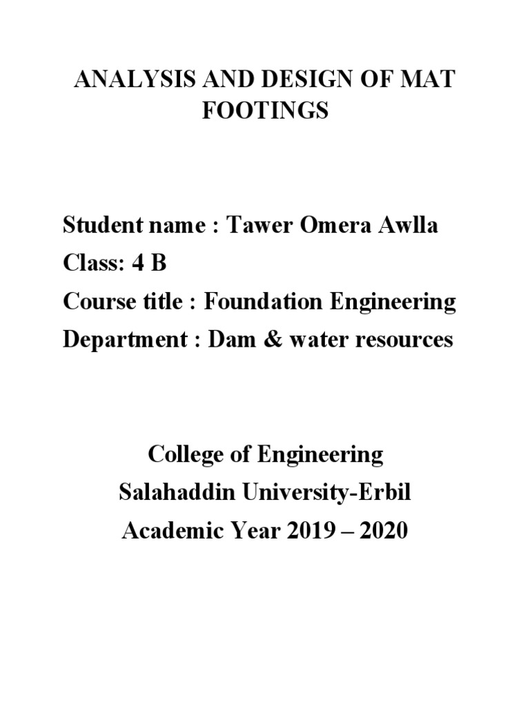 Analysis of Mat Foundations Design | PDF | Foundation (Engineering ...