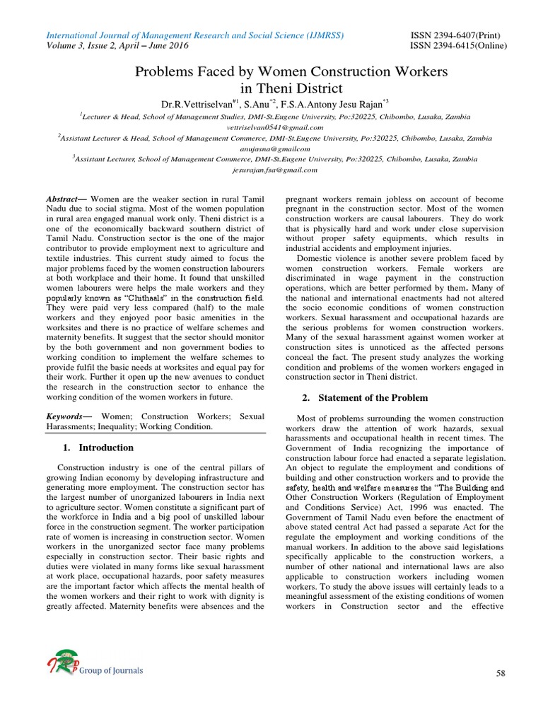 Challenges for Women in Construction | PDF | Occupational Safety And ...