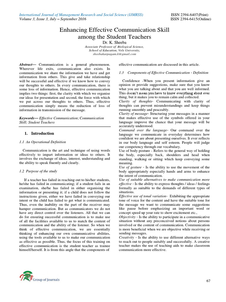 Enhancing Communication Skills in Teachers | PDF | Communication ...
