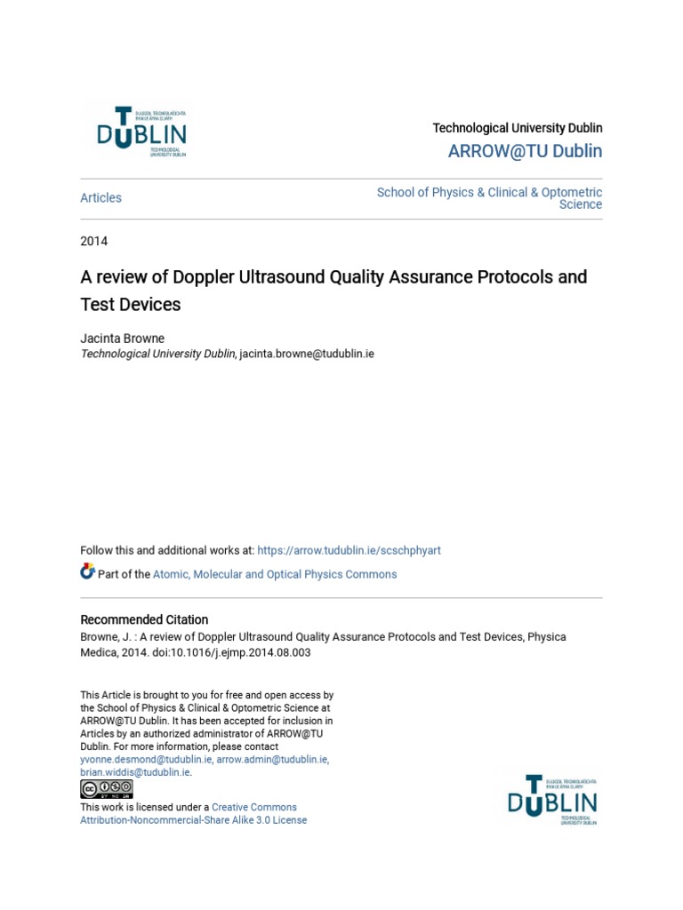 A Review of Doppler Ultrasound Quality Assurance Protocols and Te PDF