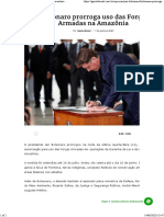 Bolsonaro prorroga uso das Forças Armadas na Amazônia
